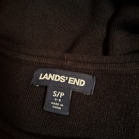 Lands End Cotton Blend Solid Black Long Sleeve Crewneck Sweater Dress - Picture 5 of 6